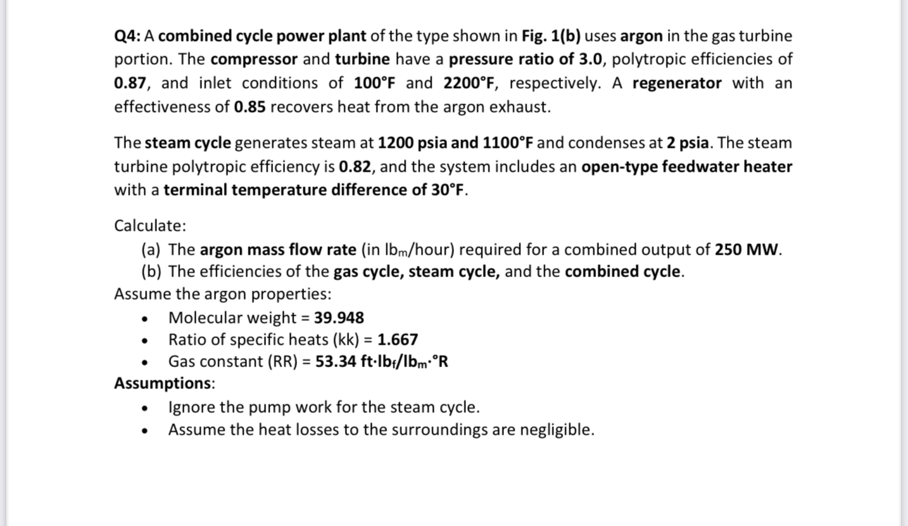 Q 4 : A combined cycle power plant of the type