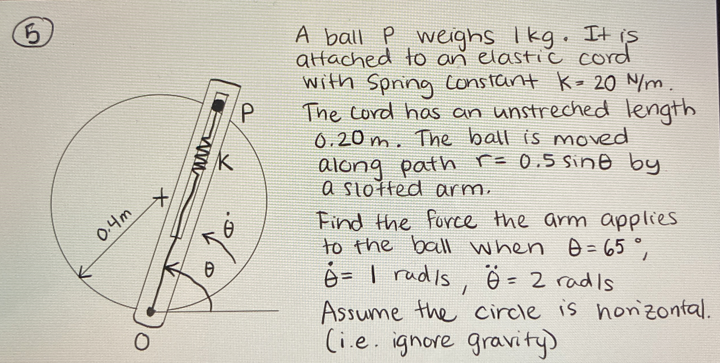 ( 5 ) A ball P weighs 1 kg . It is attached to an
