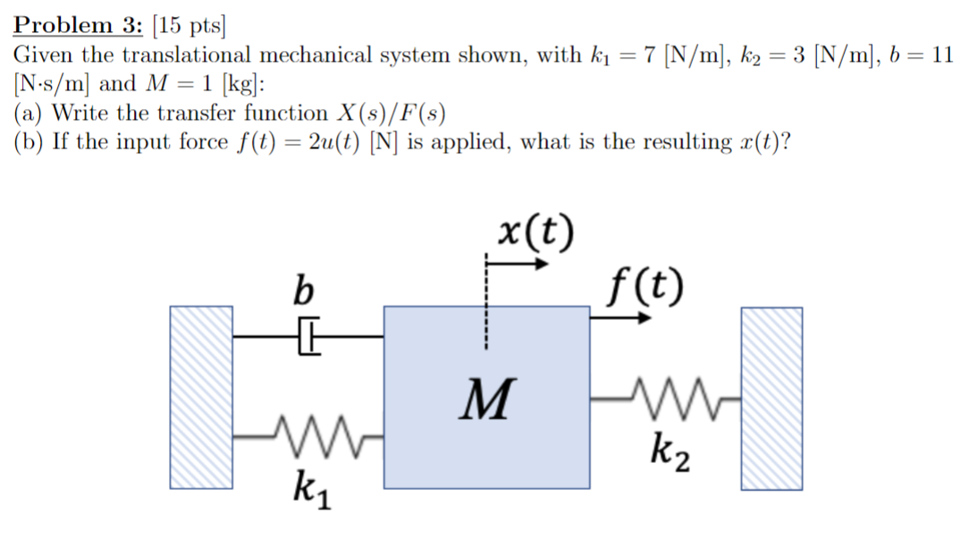 Problem 3 : [ 1 5 pts ] Given the translational