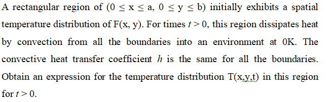 A rectangular region of ( 0 x a , 0 y b initially