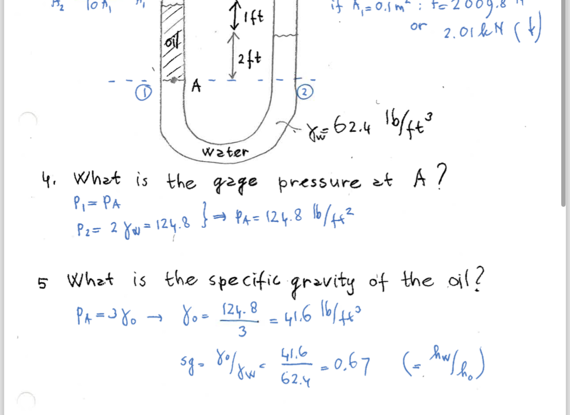 ( 1 ) if A 1 = 0 . 1 m 2 : f = 2 0 0 g . 8 or 2 .