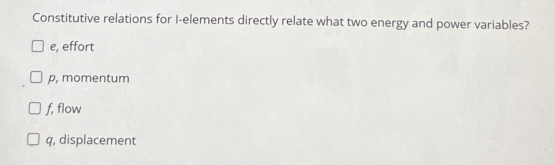 Constitutive relations for I - elements directly