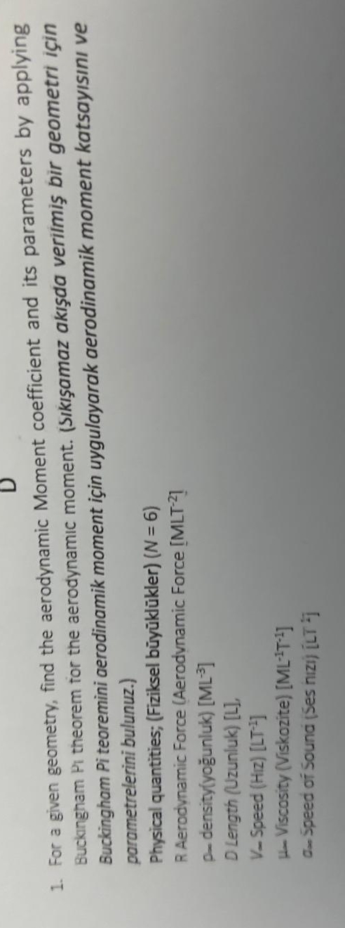 For a given geometry, find the aerodynamic Moment