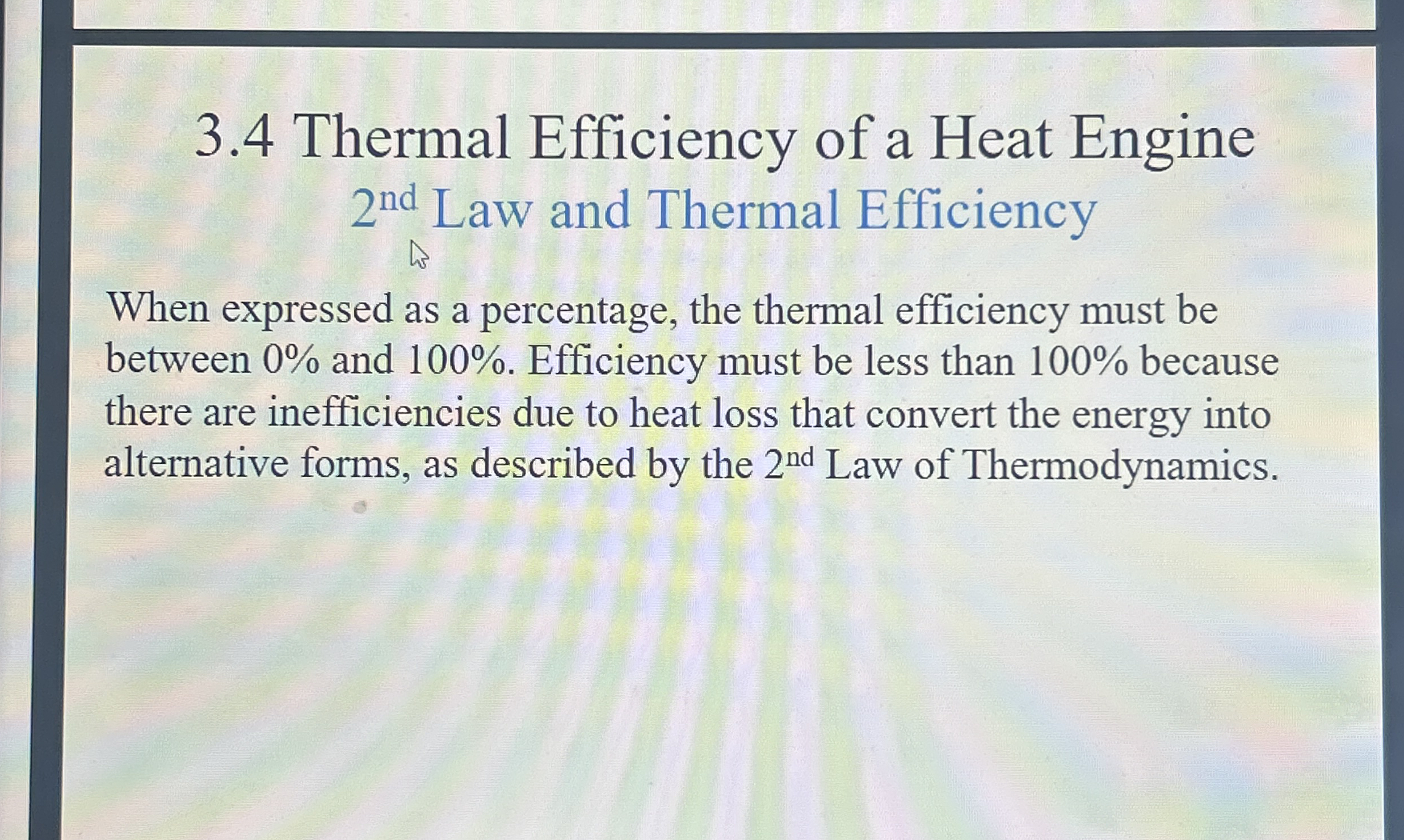 3 . 4 Thermal Efficiency of a Heat Engine 2 n d