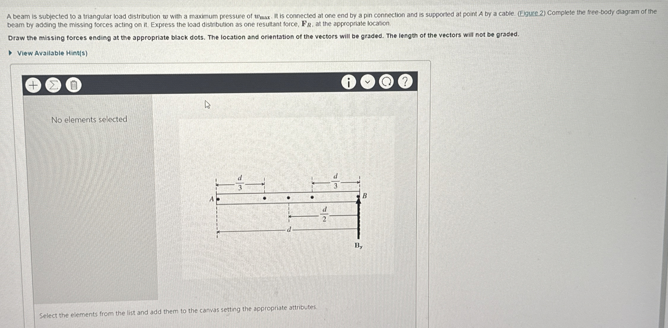 A beam is subjected to a triangular load