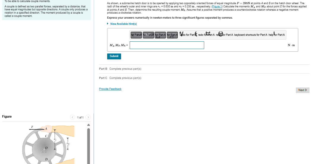 To be able to calculate couple moments. A couple