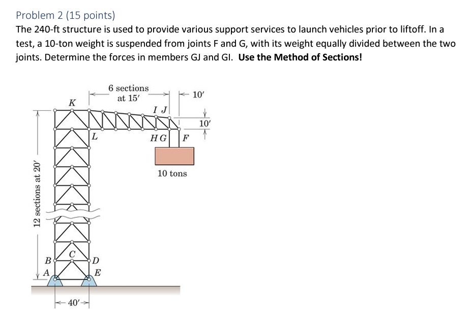 Problem 2 ( 1 5 points ) The 2 4 0 - ft structure
