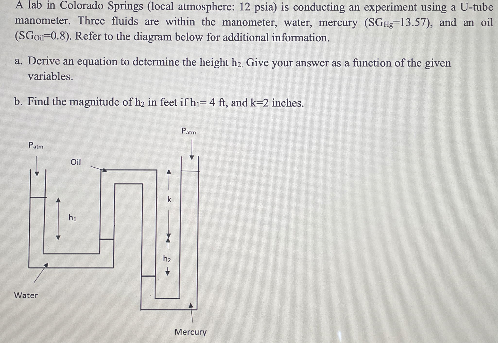 A lab in Colorado Springs ( local atmosphere: 1 2