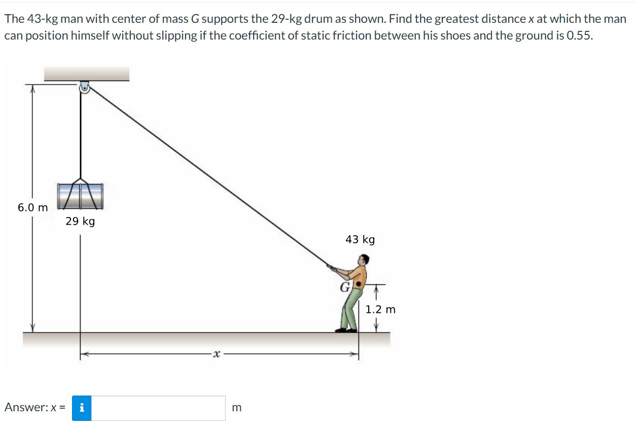 The \ ( 4 3 - \ mathrm { kg } \ ) man with center