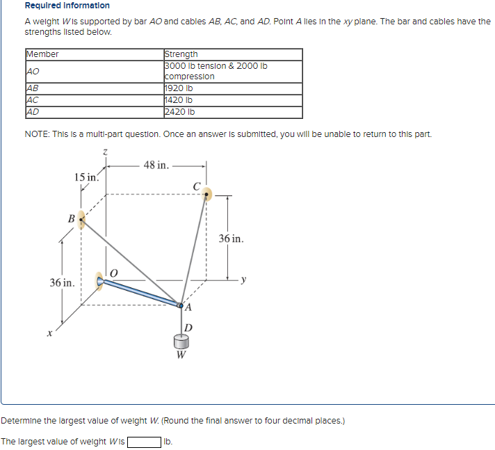 Required Information A weight W is supported by