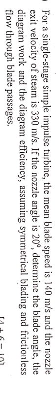 For a single - stage simple impulse turbine, the
