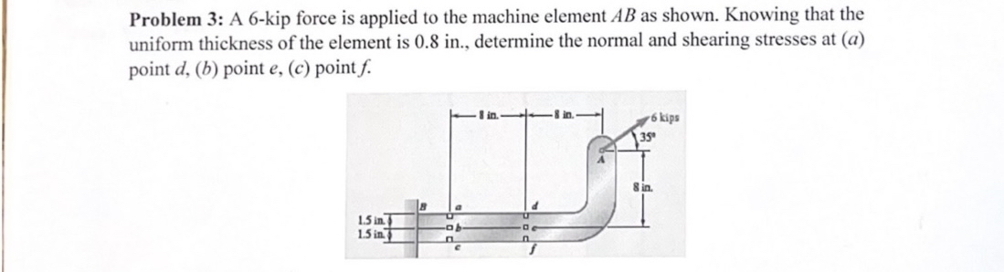 Problem 3 : A 6 - kip force is applied to the