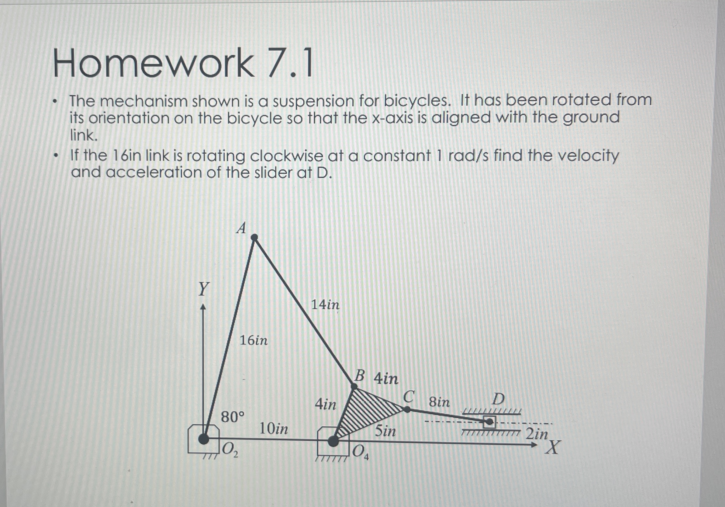 Homework 7 . 1 The mechanism shown is a