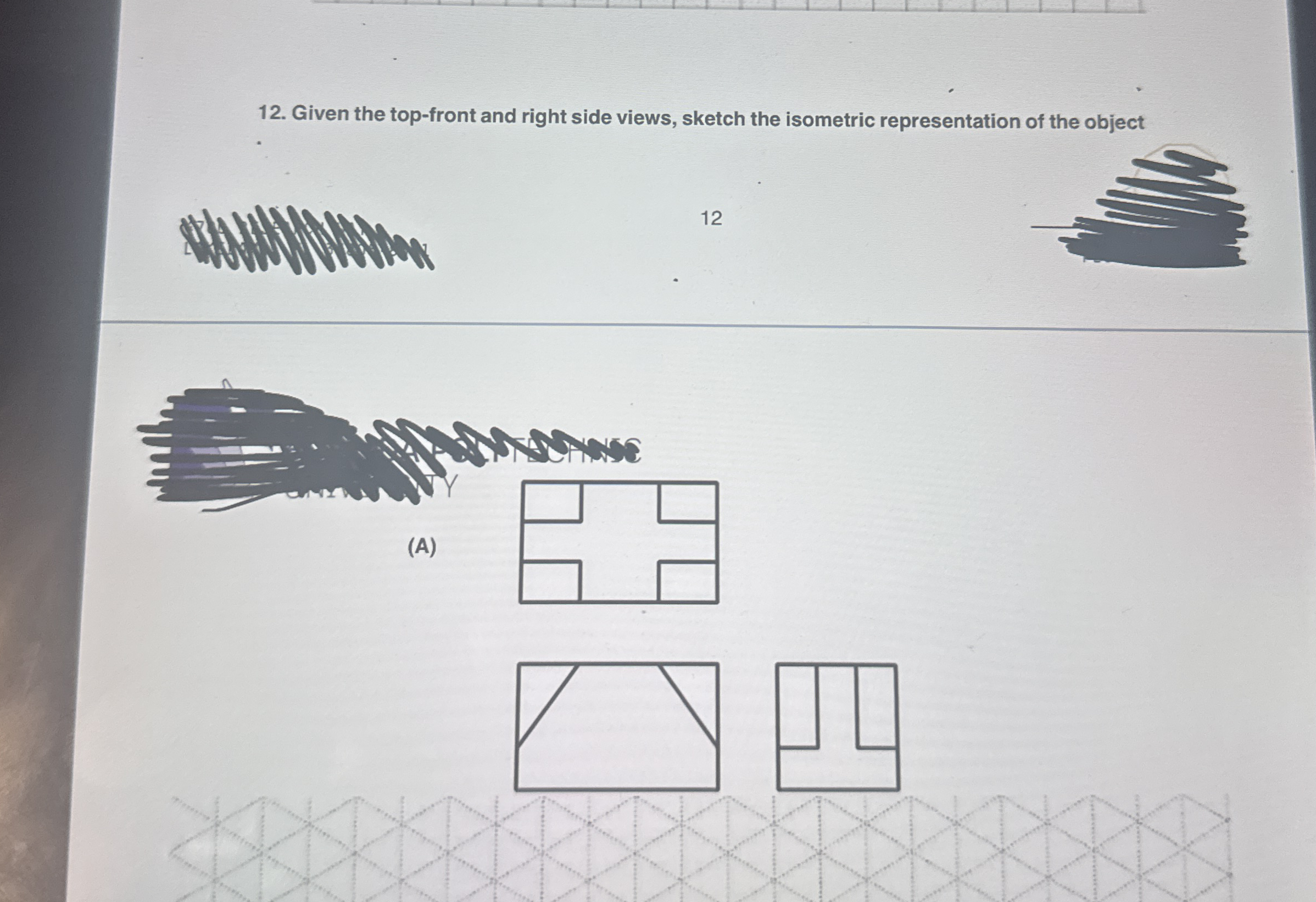 Given the top - front and right side views,
