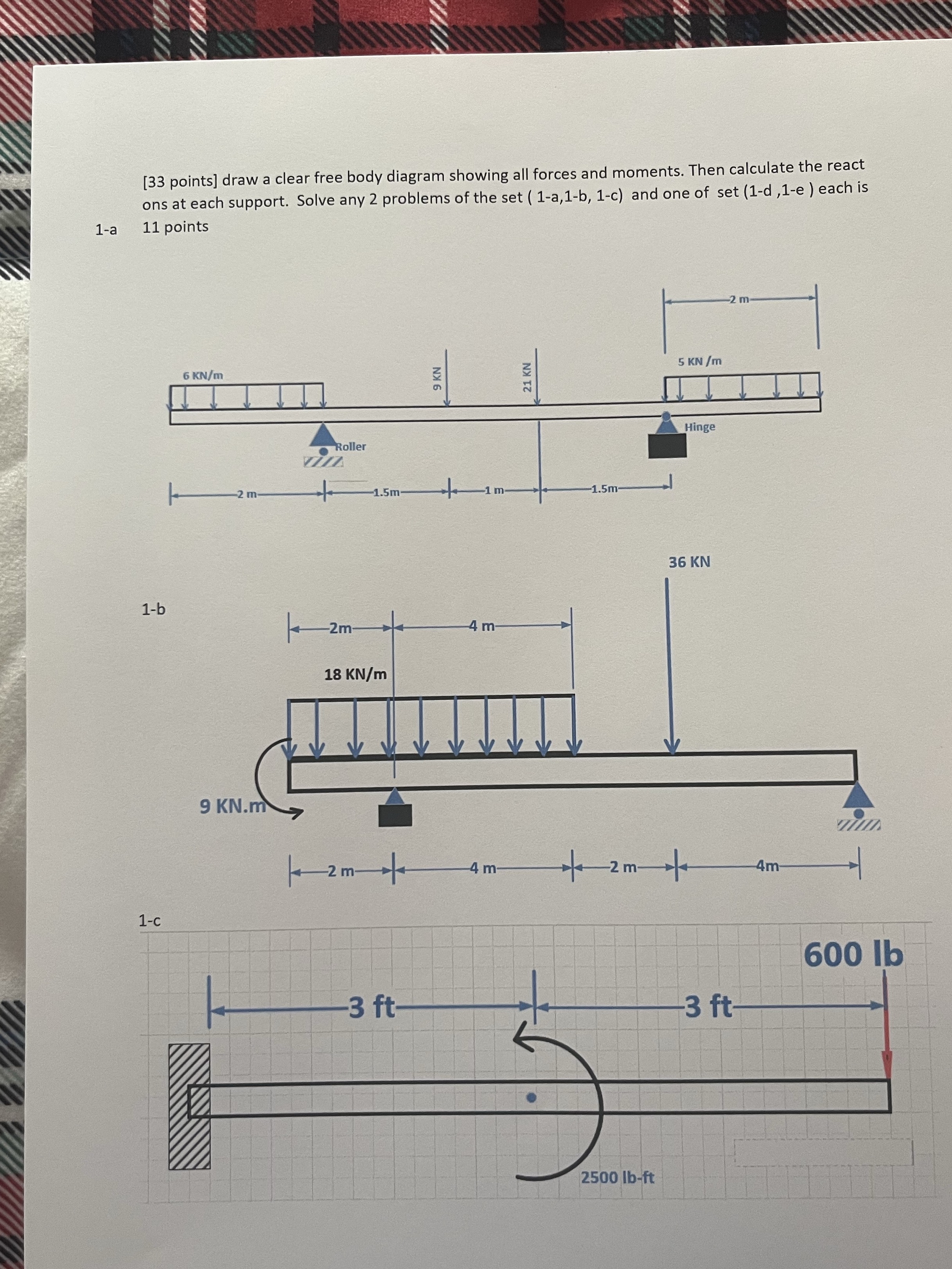 [ 3 3 points ] draw a clear free body diagram