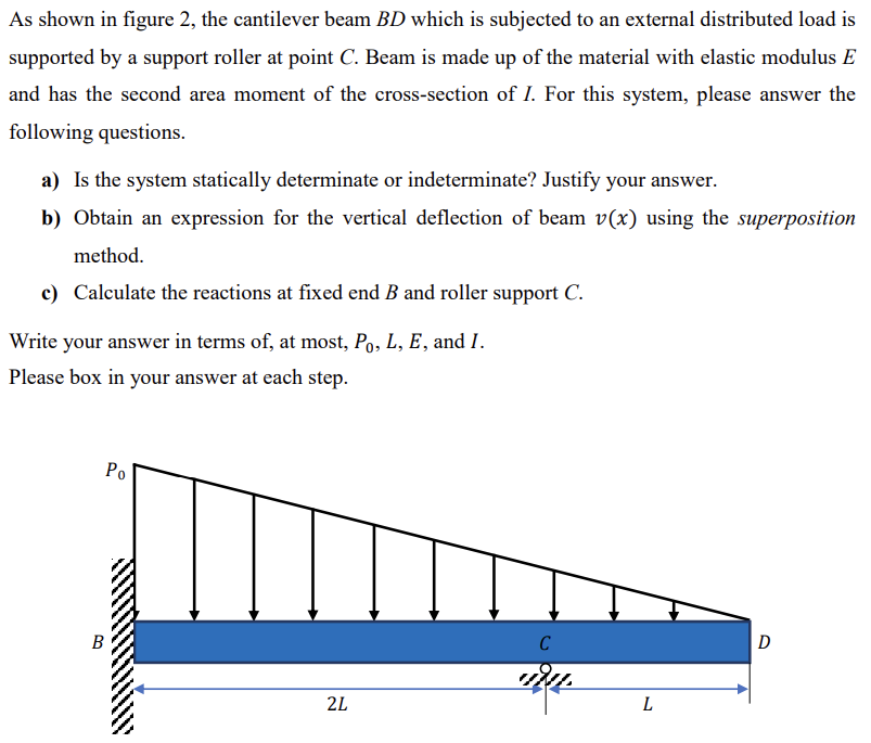 As shown below, the cantilever beam BD which is