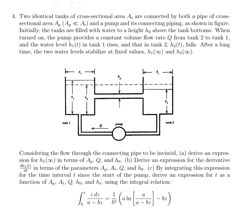 Two identical tanks of cross - sectional area A t