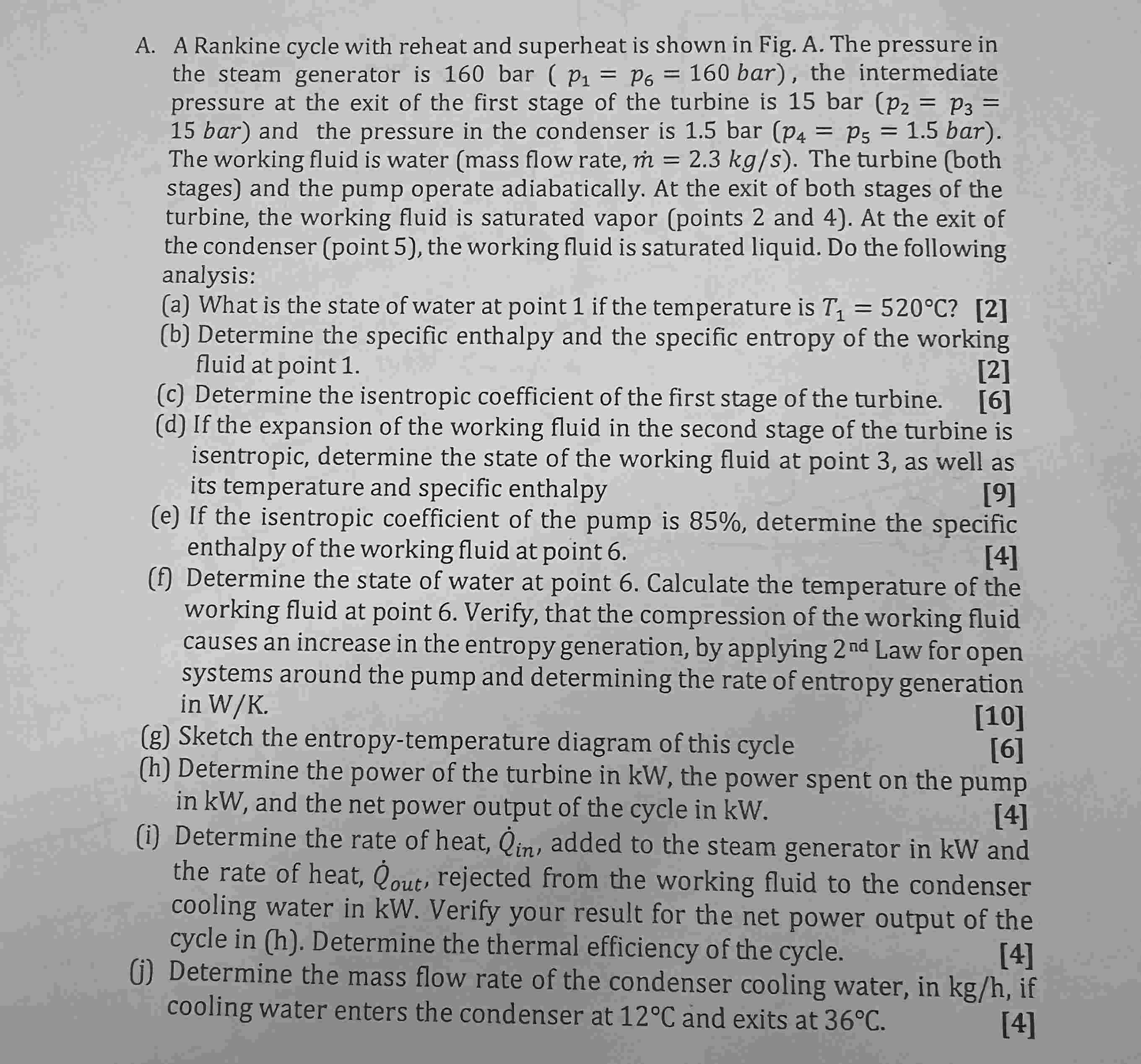 A . A Rankine cycle with reheat and superheat is