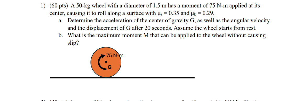 ( 6 0 p t s ) A 5 0 - k g wheel with a diameter