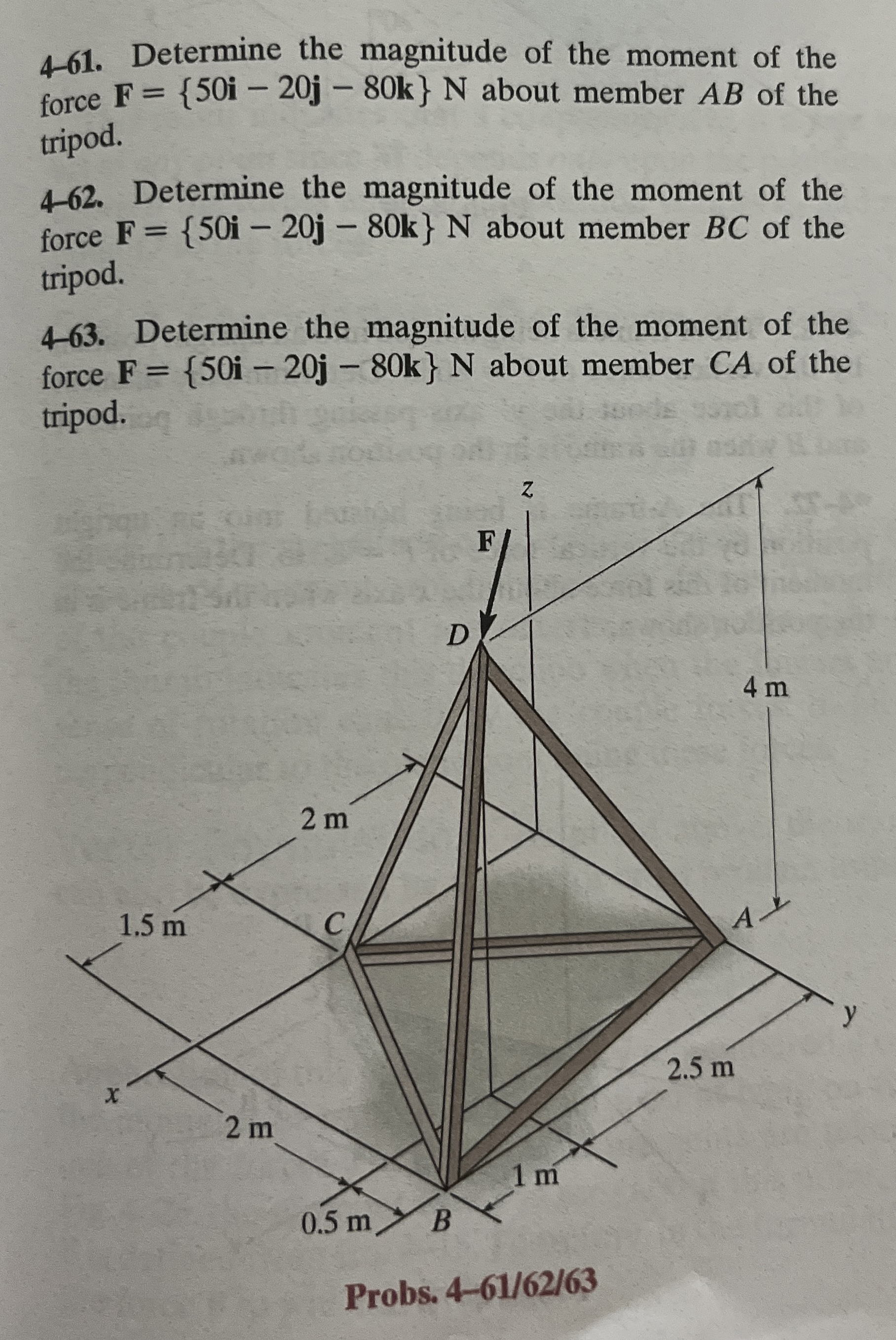 4 - 6 1 . Determine the magnitude of the moment