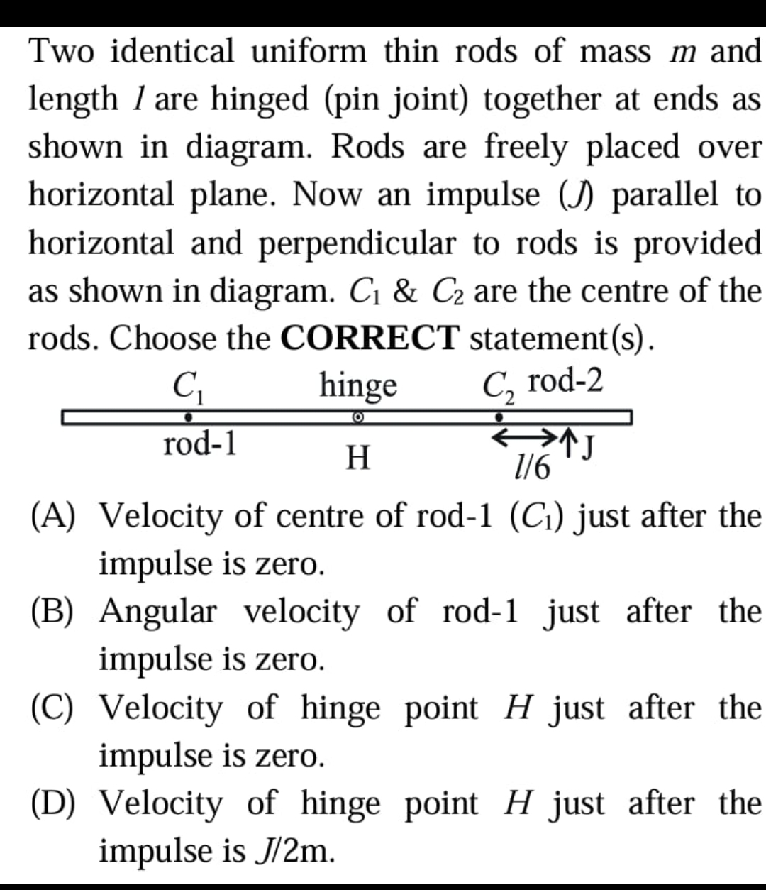 Two identical uniform thin rods of mass m and