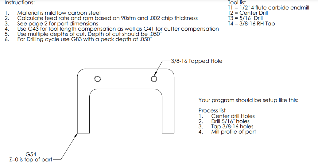 write CNC Mill code to create the following part.