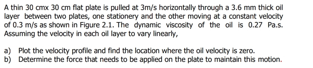 A thin 3 0 c m x 3 0 c m flat plate is pulled at