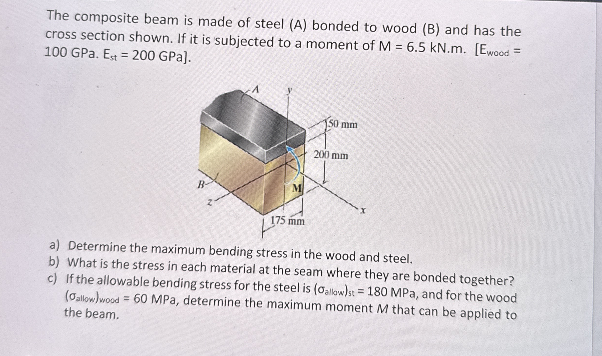 The composite beam is made of steel ( A ) bonded