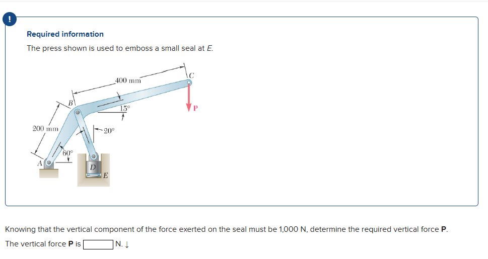 ! Required information The press shown is used to