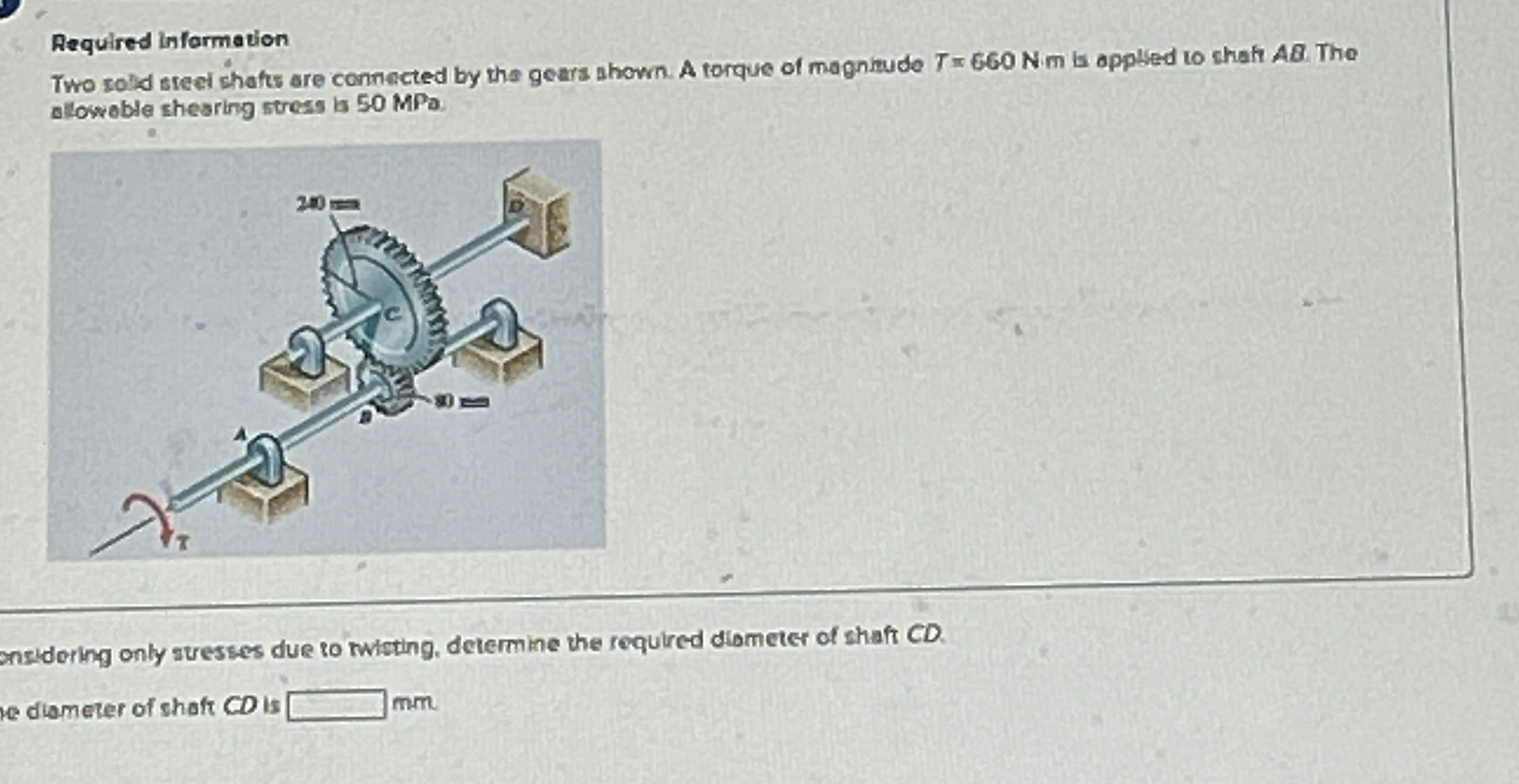 Required infarmation Two sold seet shafts are