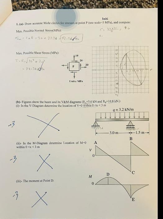 Do all parts with calculations Initi ( ai ) -