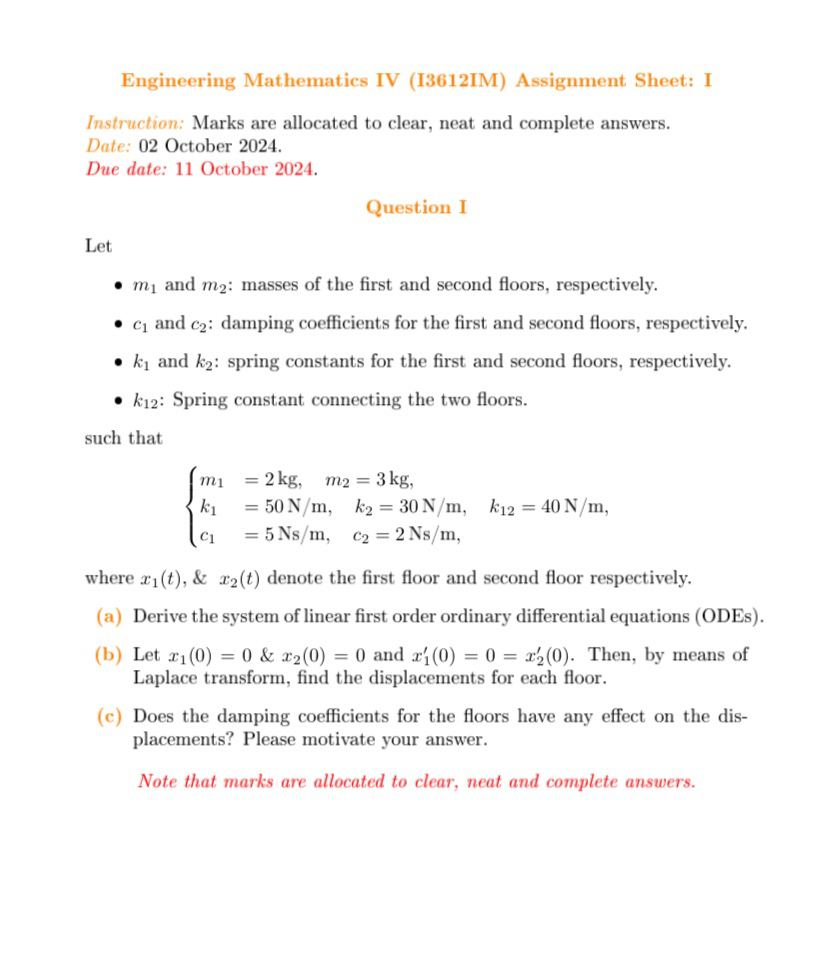 Engineering Mathematics IV ( I 3 6 1 2 IM )