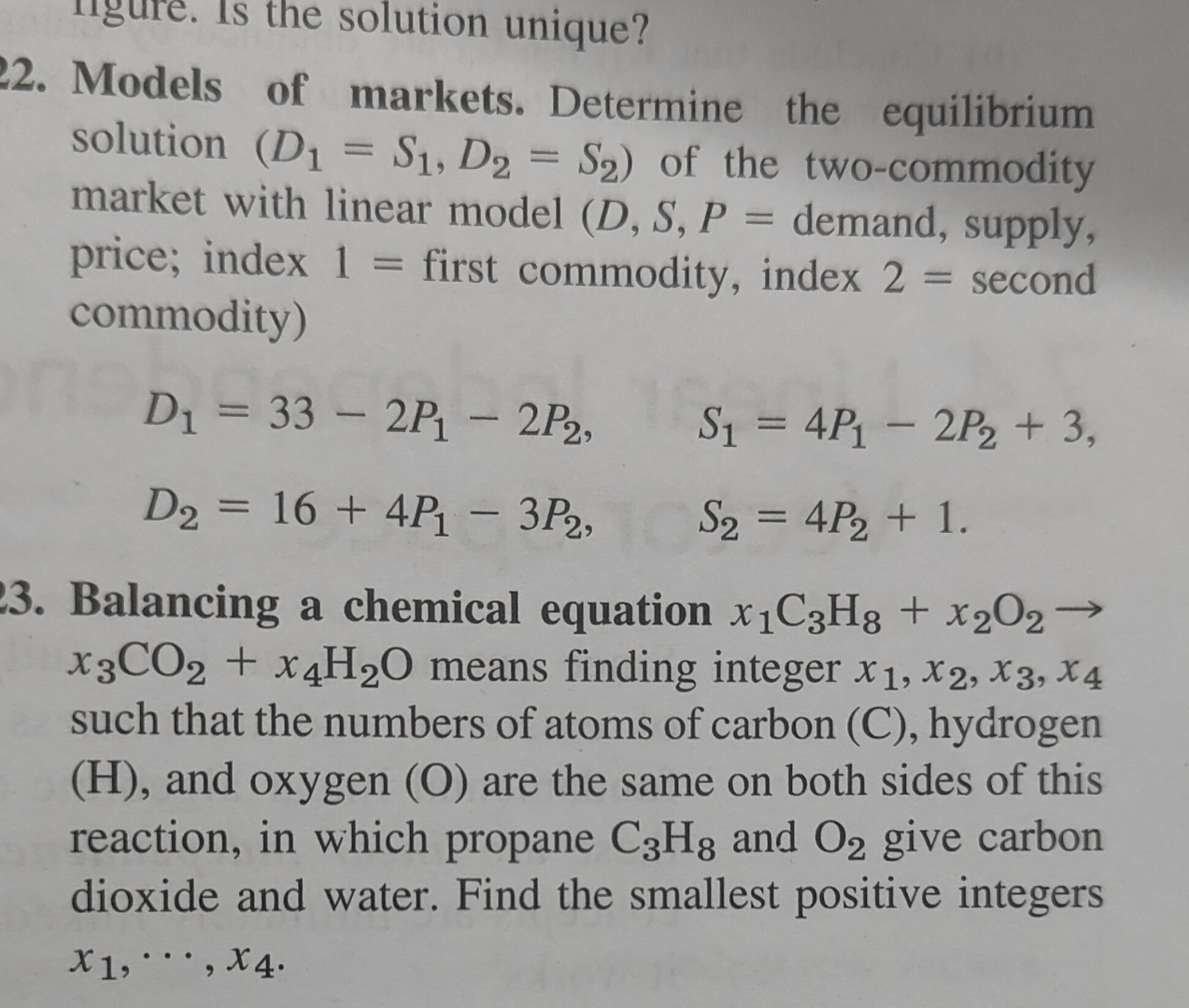 Models of markets. Determine the equilibrium