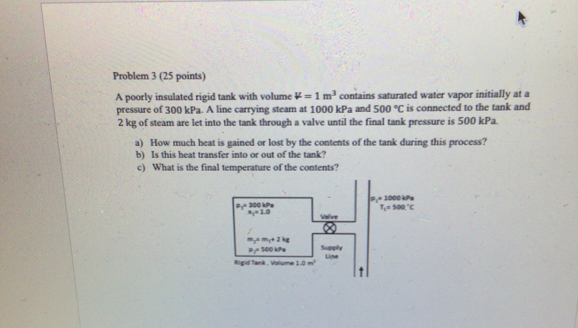Problem 3 ( 2 5 points ) A poorly insulated rigid