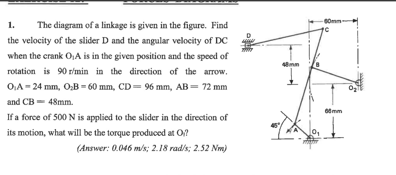 The diagram of a linkage is given in the figure.
