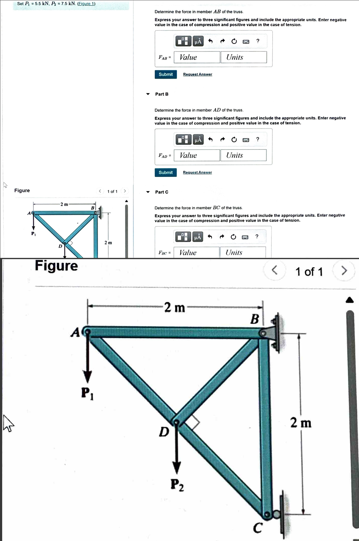 Set P 1 = 5 . 5 k N , P 2 = 7 . 5 k N . ( Figure