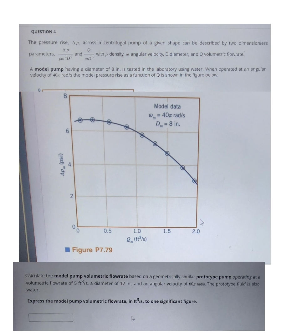 QUESTION 4 The pressure rise, p , across a