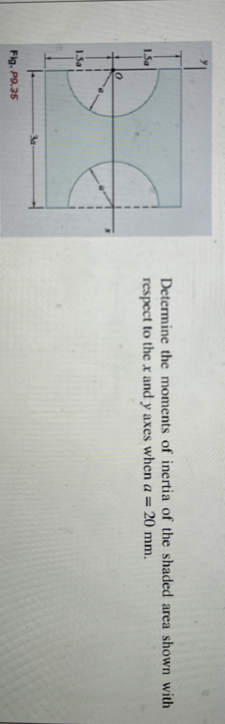 Determine the moments of inertia of the shaded