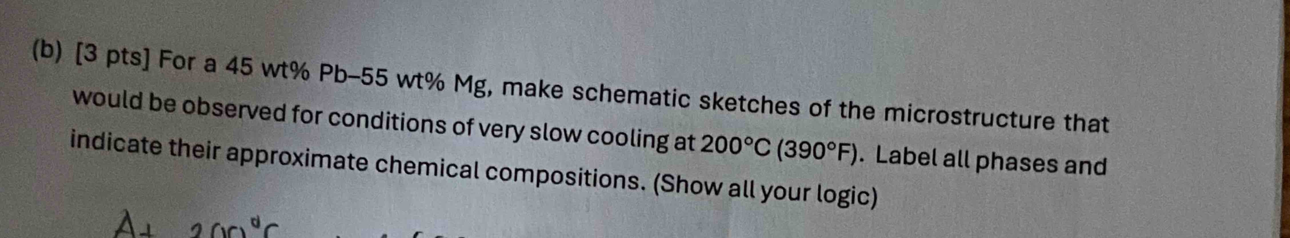 ( b ) [ 3 pts ] For a 4 5 wt % Pb - 5 5 wt % Mg ,