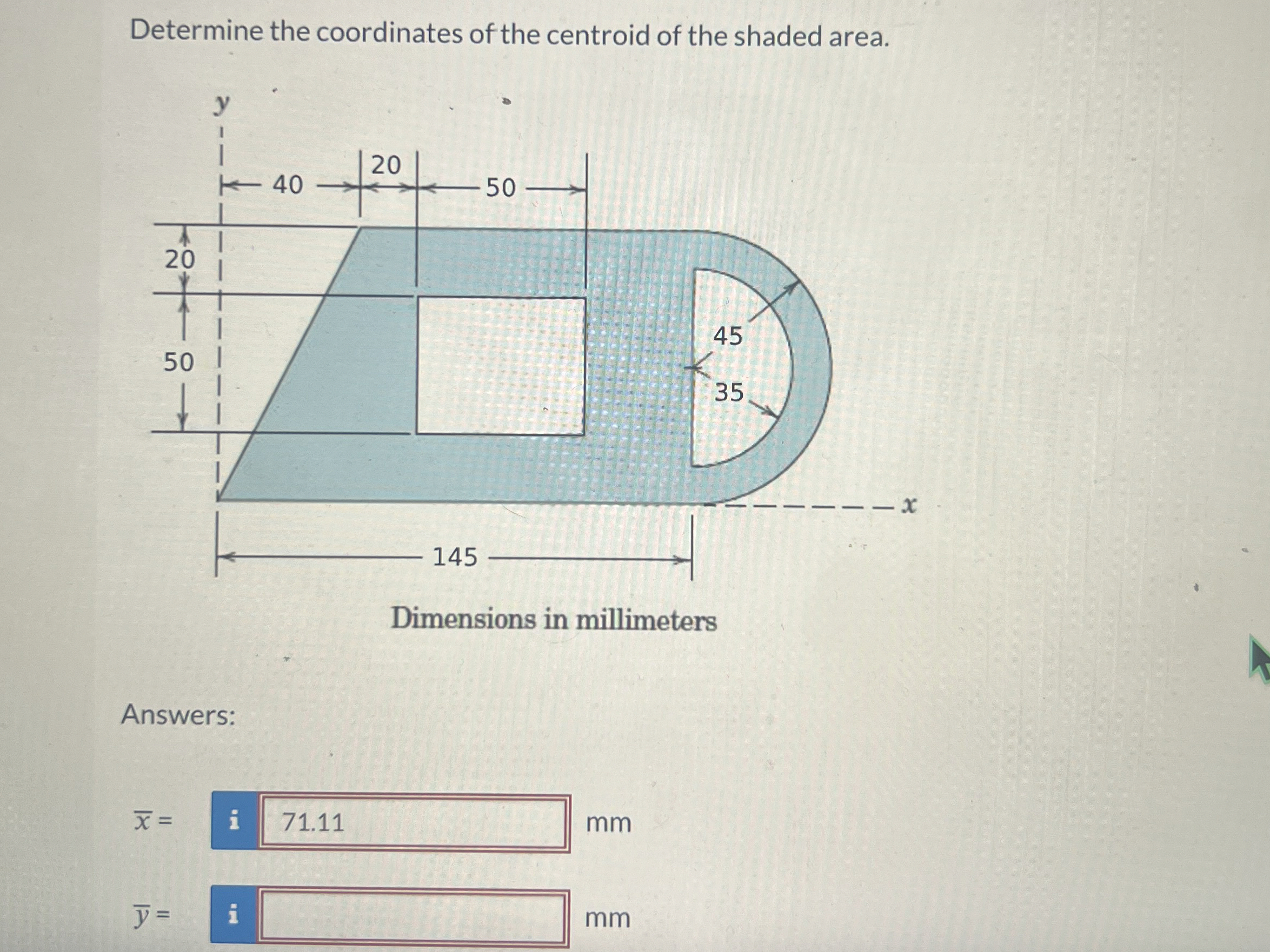 Determine the coordinates of the centroid of the