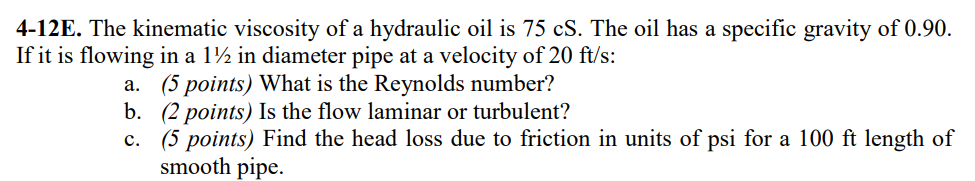 4 - 1 2 E . The kinematic viscosity of a