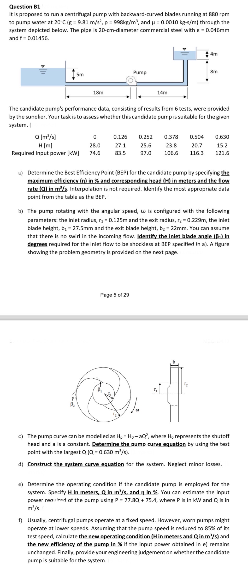 Question B 1 It is proposed to run a centrifugal