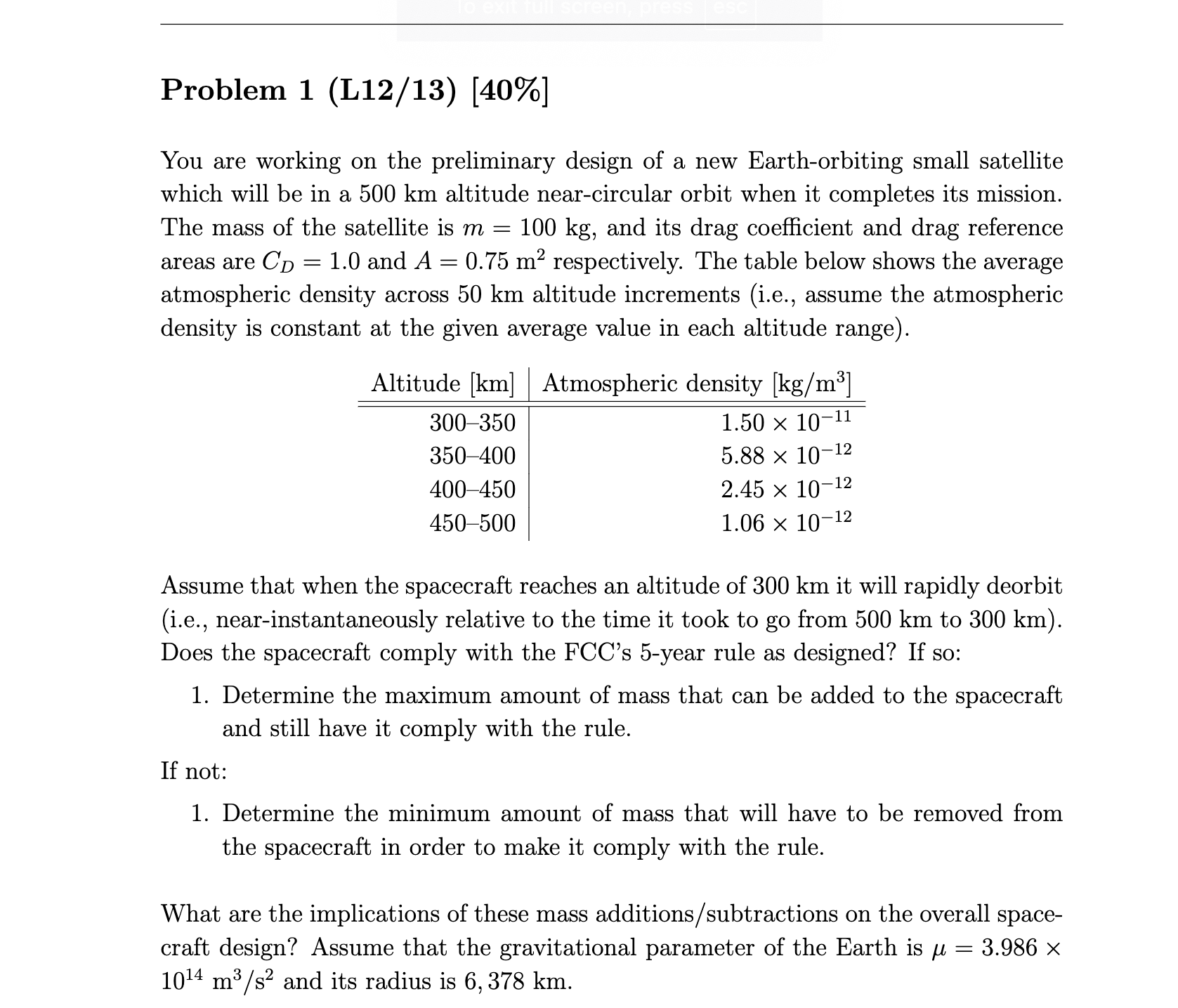 Problem 1 ( L 1 2 / 1 3 ) [ 4 0 \ % ] You are