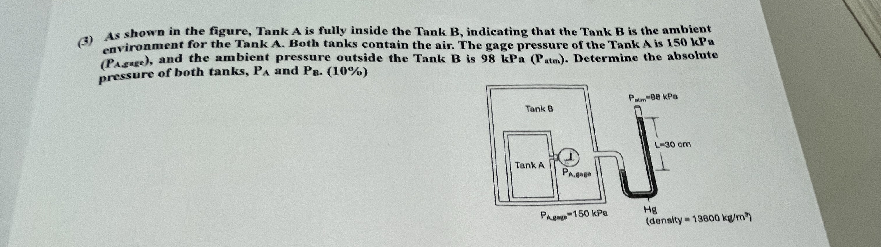 ( 3 ) As shown in the figure, Tank A is fully