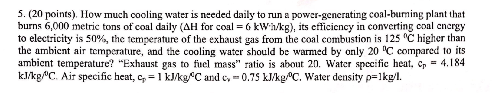 \ Delta H for coal = 6 kW * ( h ) / ( k ) g 5 0 %