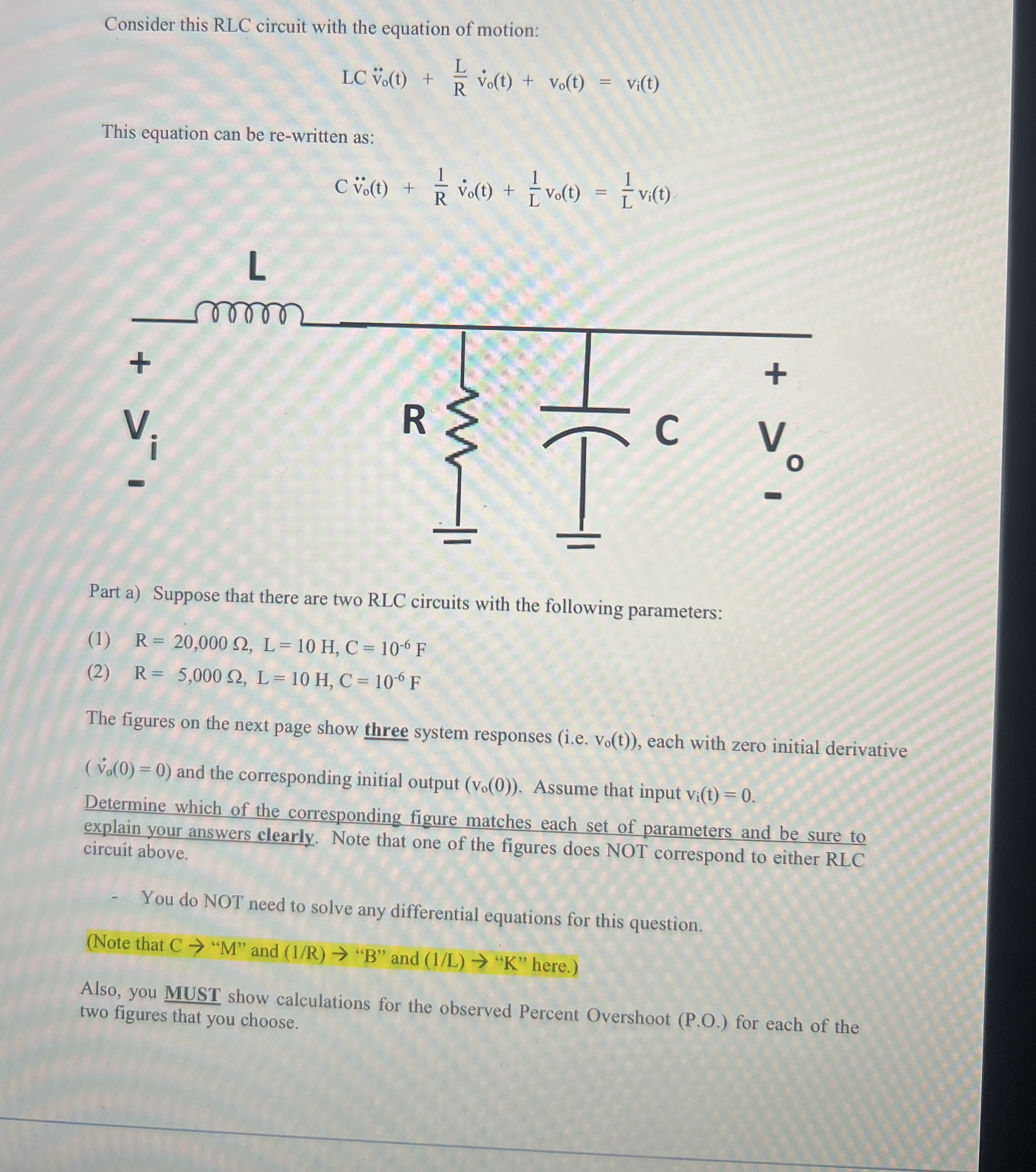 Consider this RLC circuit with the equation of