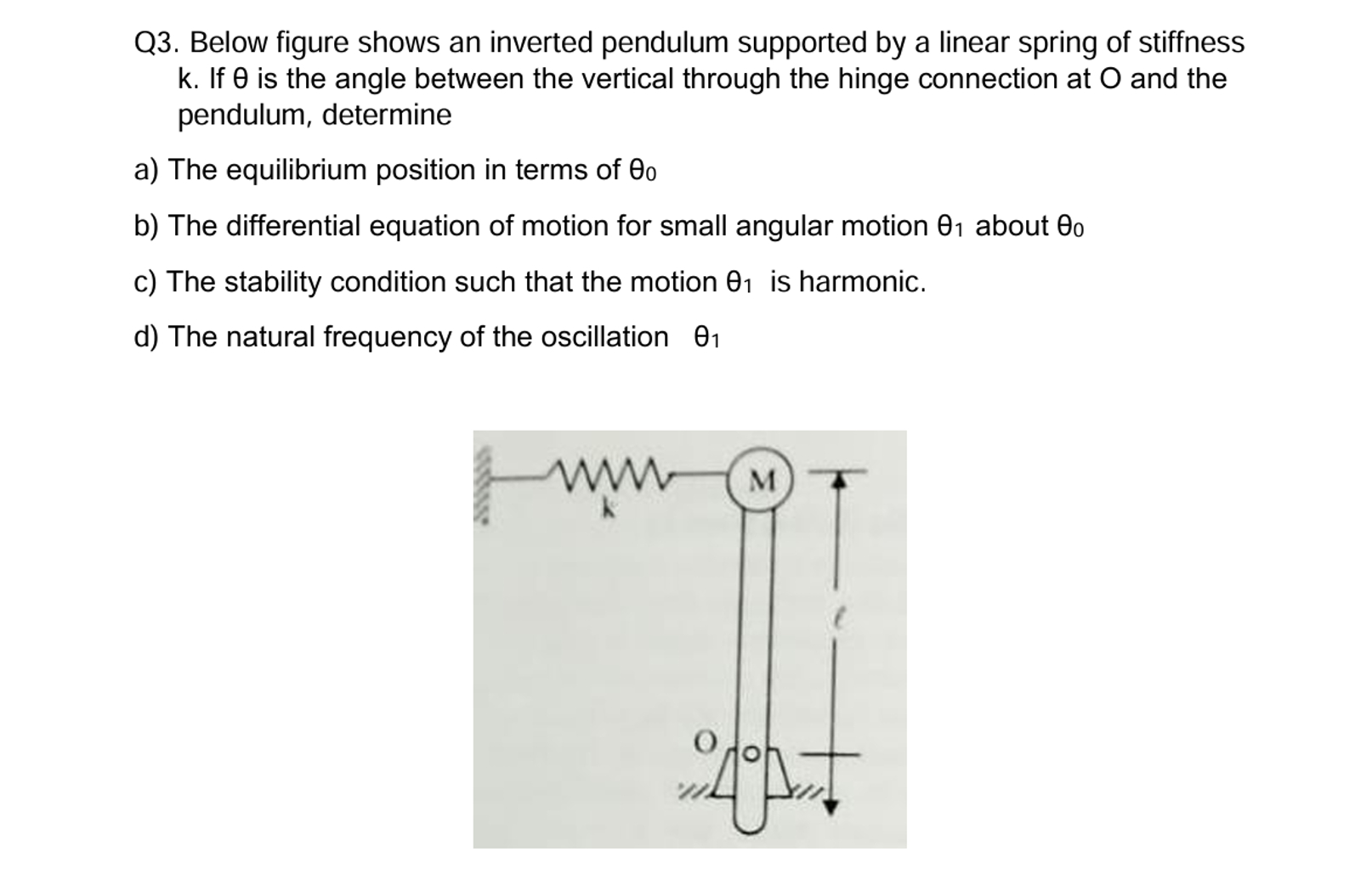 Q 3 . Below figure shows an inverted pendulum