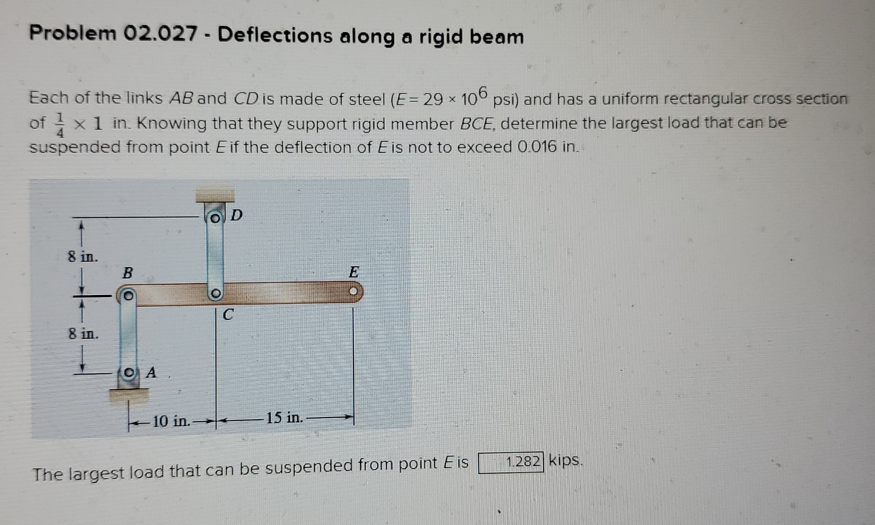 Problem 0 2 . 0 2 7 - Deflections along a rigid