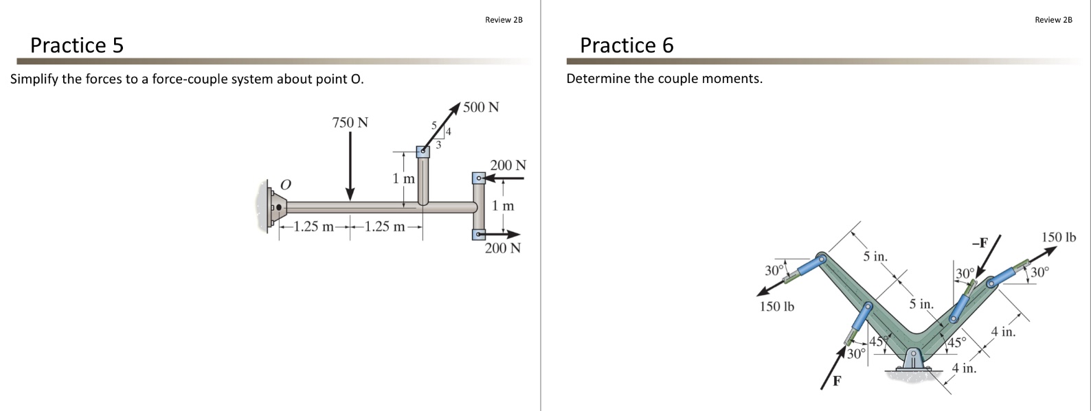 Practice 5 Simplify the forces to a force -