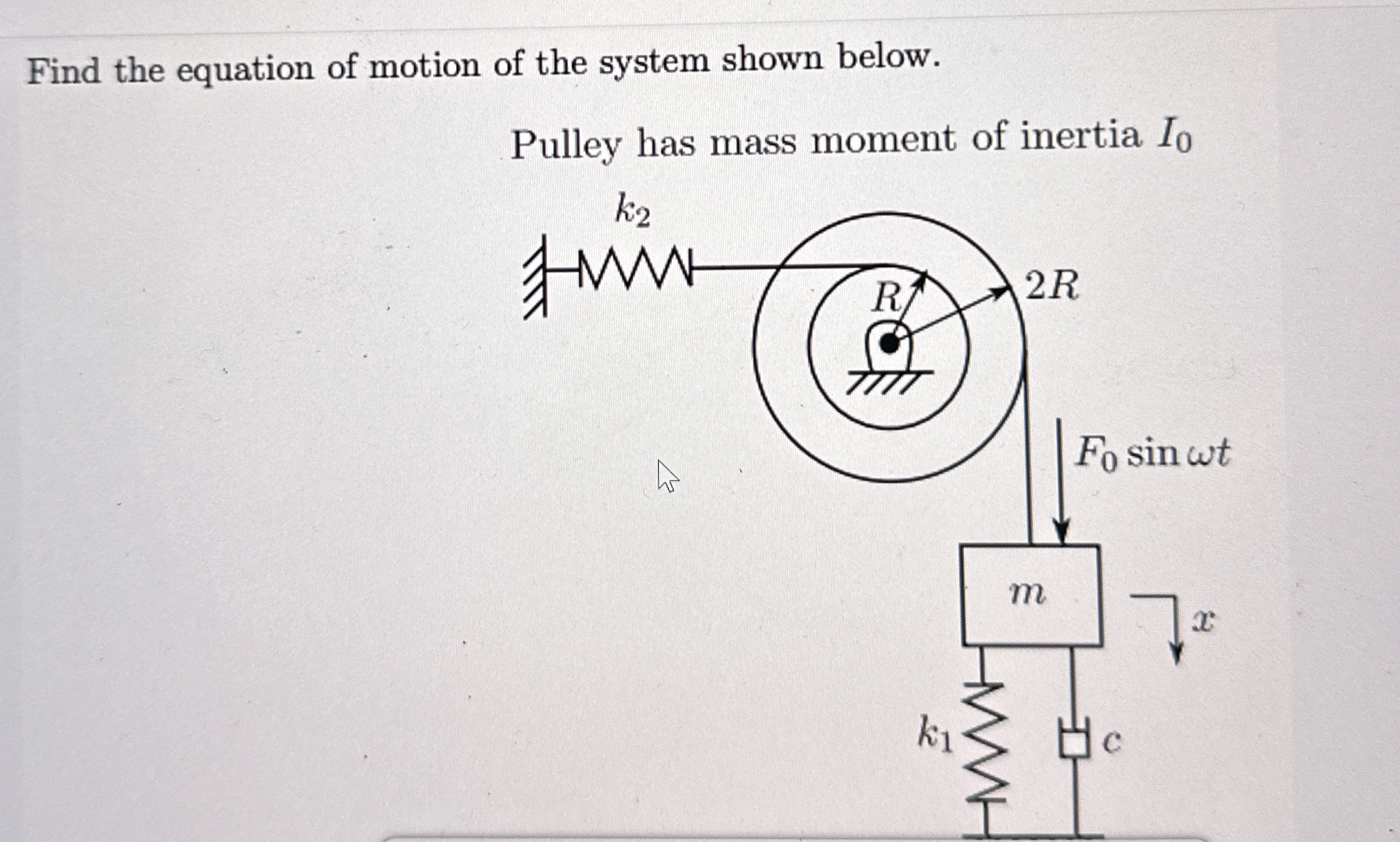 Find the equation of motion of the system shown
